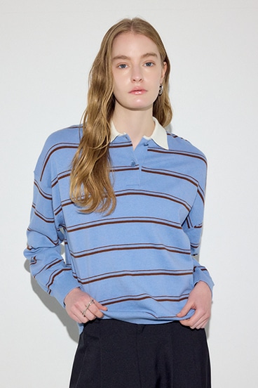 【SS先行アイテム】カシミヤミックスポロカラーボーダーニット