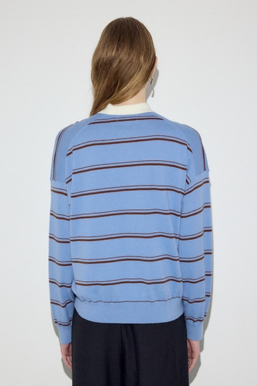 【SS先行アイテム】カシミヤミックスポロカラーボーダーニット 詳細画像