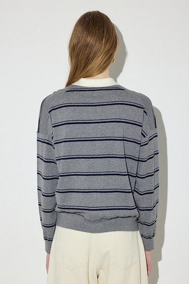 【SS先行アイテム】カシミヤミックスポロカラーボーダーニット 詳細画像