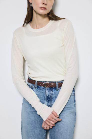 シアー素材ロングTシャツ