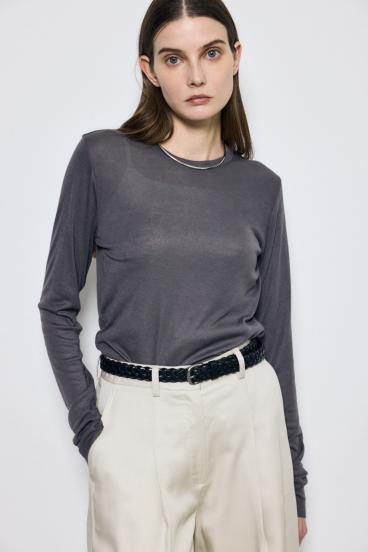 シアー素材ロングTシャツ