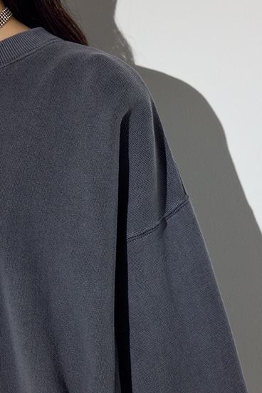 ピグメント起毛裏毛クルーネックトップス 詳細画像