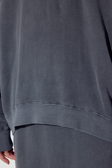 ピグメント起毛裏毛クルーネックトップス 詳細画像