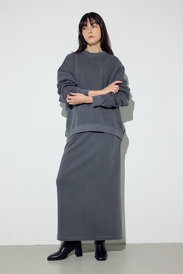 ピグメント起毛裏毛クルーネックトップス 詳細画像