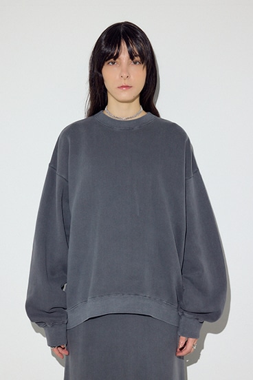 ピグメント起毛裏毛クルーネックトップス 詳細画像