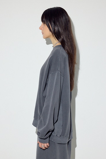 ピグメント起毛裏毛クルーネックトップス 詳細画像