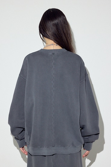 ピグメント起毛裏毛クルーネックトップス 詳細画像