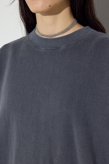 ピグメント起毛裏毛クルーネックトップス 詳細画像