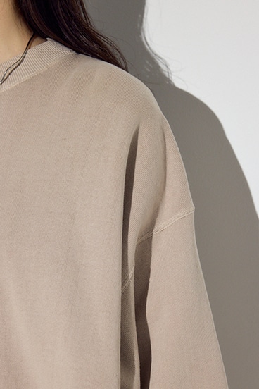 ピグメント起毛裏毛クルーネックトップス 詳細画像