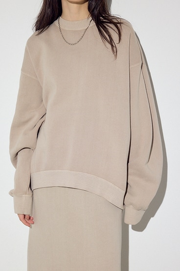 ピグメント起毛裏毛クルーネックトップス 詳細画像