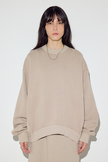 ピグメント起毛裏毛クルーネックトップス 詳細画像