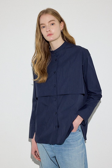 【SS先行アイテム】レイヤードバンドカラーシャツ