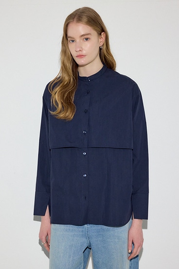 【SS先行アイテム】レイヤードバンドカラーシャツ