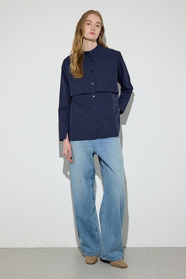 【SS先行アイテム】レイヤードバンドカラーシャツ 詳細画像