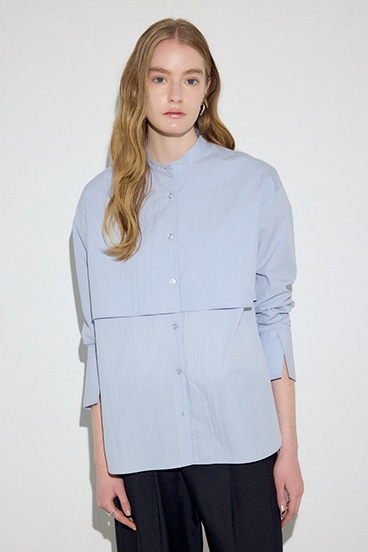 【SS先行アイテム】レイヤードバンドカラーシャツ