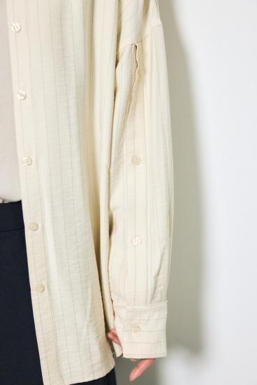 スリーブボタンストライプシャツ 詳細画像