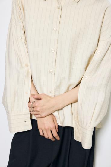 スリーブボタンストライプシャツ 詳細画像