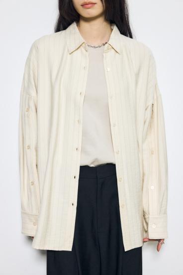 スリーブボタンストライプシャツ 詳細画像