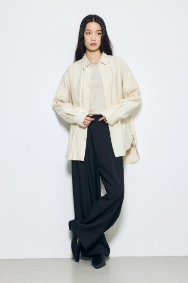 スリーブボタンストライプシャツ 詳細画像