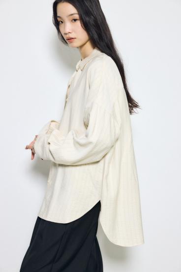 スリーブボタンストライプシャツ 詳細画像