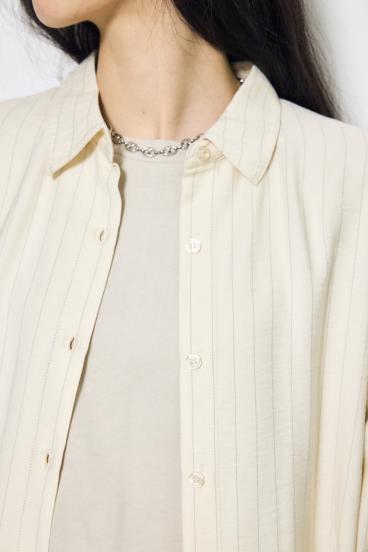 スリーブボタンストライプシャツ 詳細画像