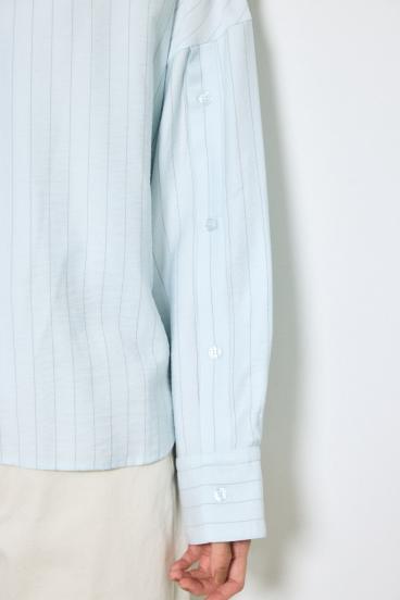 スリーブボタンストライプシャツ 詳細画像