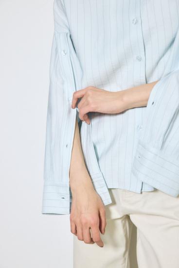 スリーブボタンストライプシャツ 詳細画像