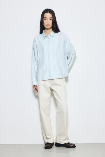 スリーブボタンストライプシャツ 詳細画像