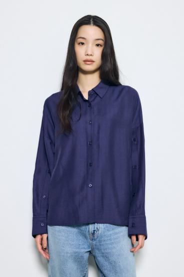 スリーブボタンストライプシャツ 詳細画像