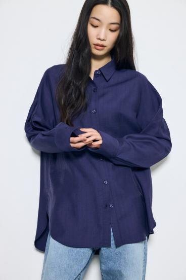 スリーブボタンストライプシャツ