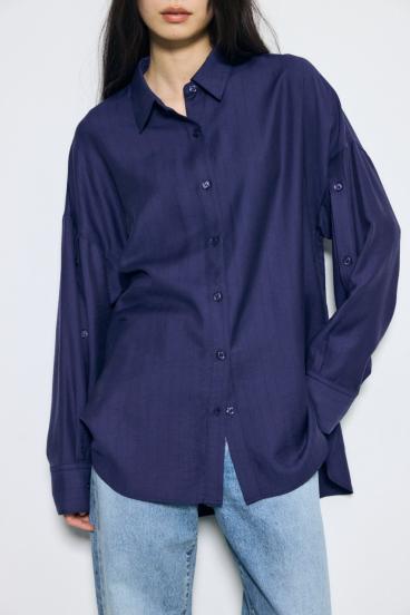 スリーブボタンストライプシャツ 詳細画像