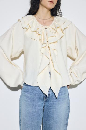 ラッフルロングスリーブブラウス