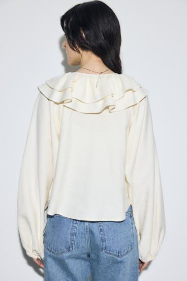 ラッフルロングスリーブブラウス 詳細画像