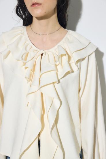 ラッフルロングスリーブブラウス 詳細画像