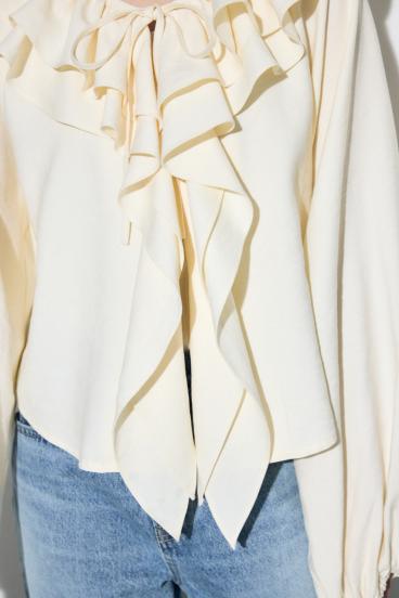 ラッフルロングスリーブブラウス 詳細画像