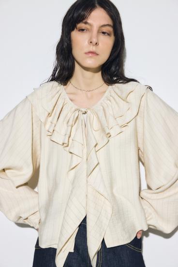 ラッフルロングスリーブブラウス