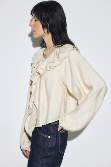 ラッフルロングスリーブブラウス 詳細画像