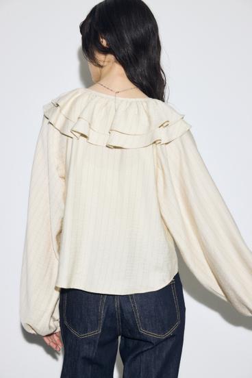 ラッフルロングスリーブブラウス 詳細画像