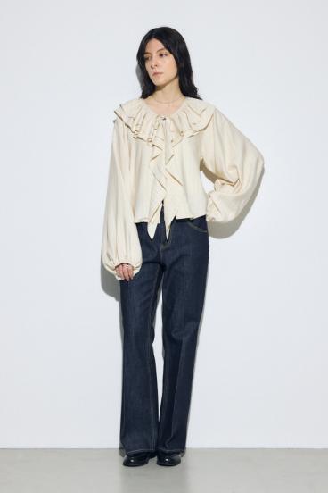 ラッフルロングスリーブブラウス 詳細画像