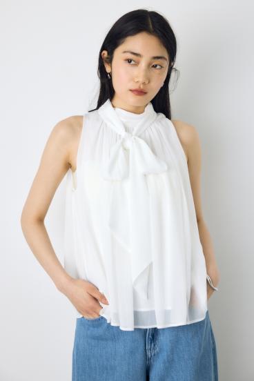 シフォンノースリーブブラウス