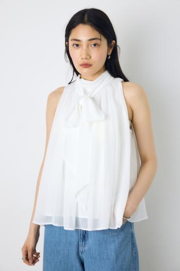 シフォンノースリーブブラウス