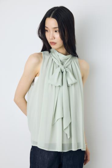シフォンノースリーブブラウス