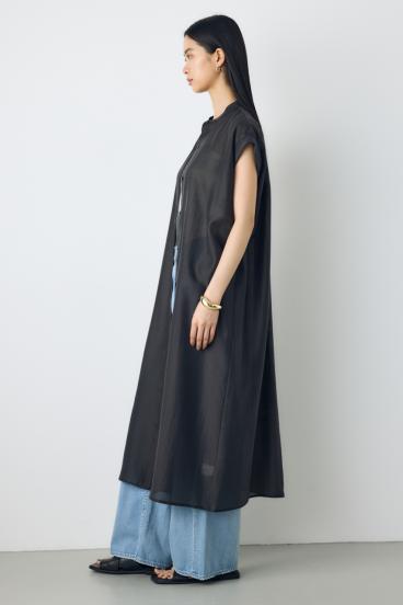 フレンチスリーブロングシャツワンピース 詳細画像
