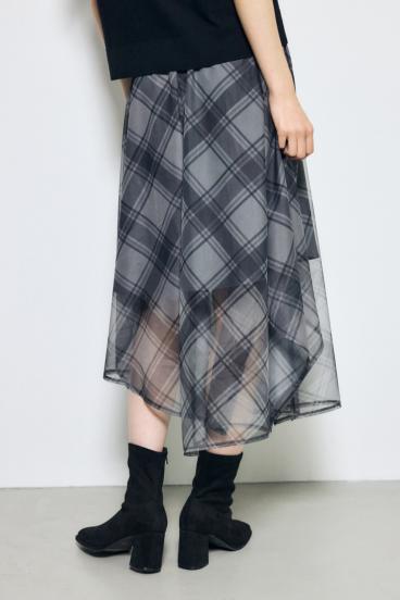 シアーチェックハンカチーフヘムスカート 詳細画像