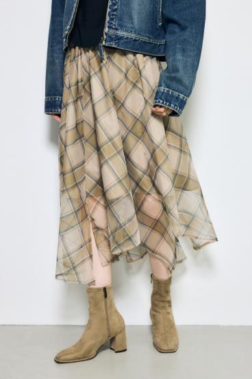 シアーチェックハンカチーフヘムスカート