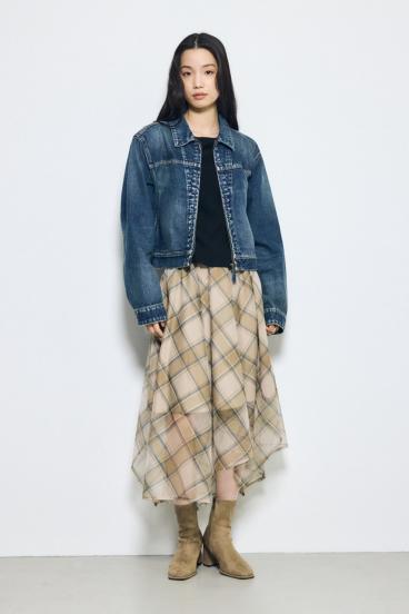 シアーチェックハンカチーフヘムスカート 詳細画像