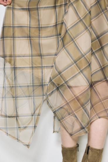 シアーチェックハンカチーフヘムスカート 詳細画像