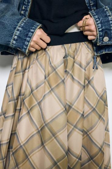 シアーチェックハンカチーフヘムスカート 詳細画像