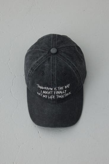 ウォッシュ加工フロントメッセージキャップ 詳細画像