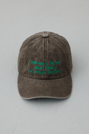 ウォッシュ加工フロントメッセージキャップ 詳細画像